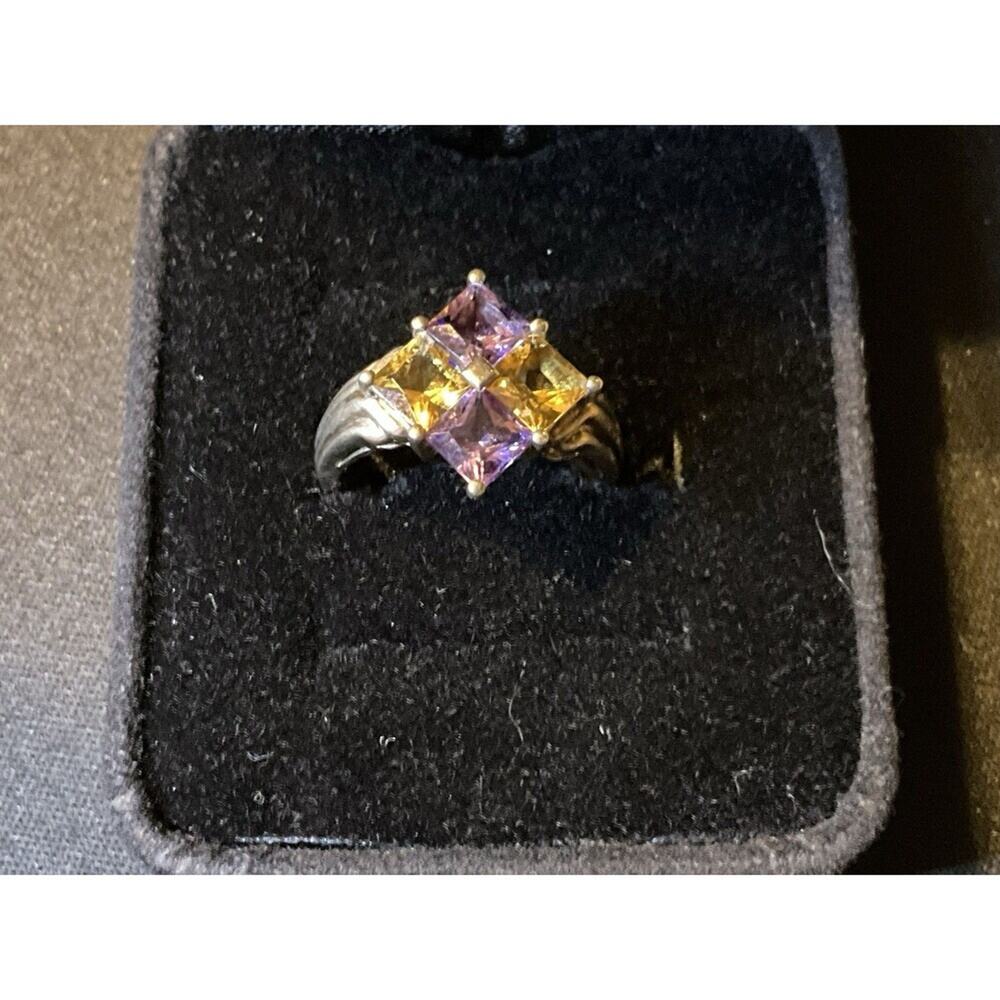 Size 7 Amethyst And Citrine Sterling Silver Ring